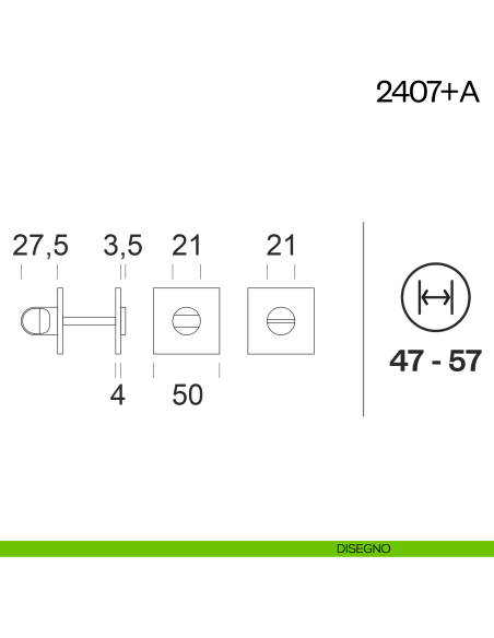 Nottolino per porta 2407 dnd Handles disegno