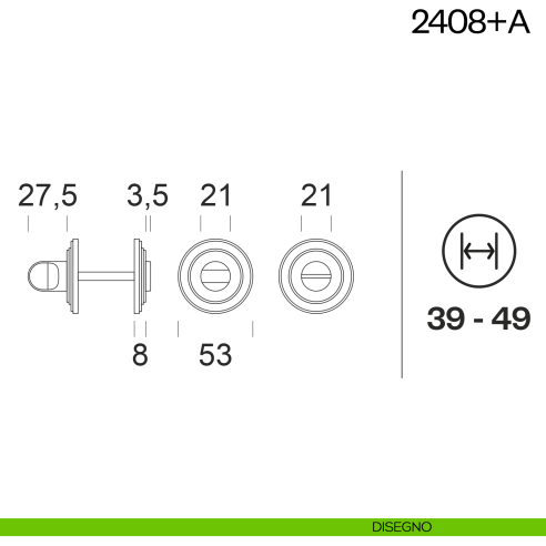 Nottolino per porta 2408 dnd Handles disegno