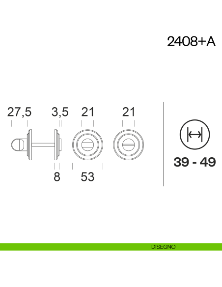Nottolino per porta 2408 dnd Handles disegno