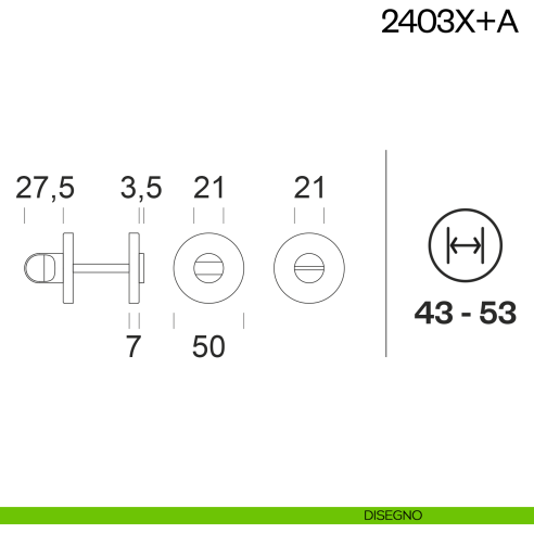 Nottolino per porta 2403X dnd Handles disegno