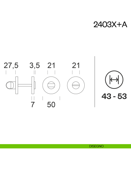 Nottolino per porta 2403X dnd Handles disegno