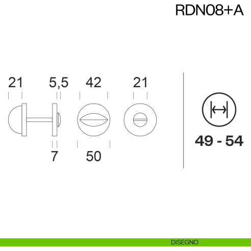 Nottolino per porta RDN08 dnd Handles disegno