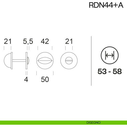 Nottolino per porta RDN44 dnd Handles disegno
