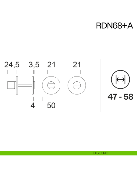 Nottolino per porta RDN68 dnd Handles disegno