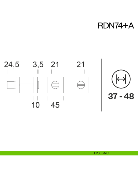 Nottolino per porta RDN74 dnd Handles disegno