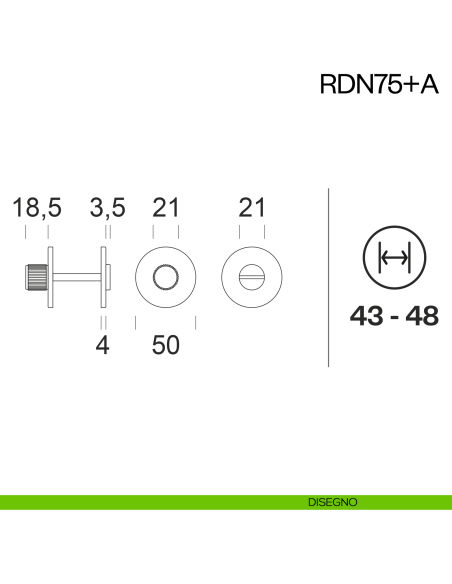Nottolino per porta RDN75 dnd Handles disegno