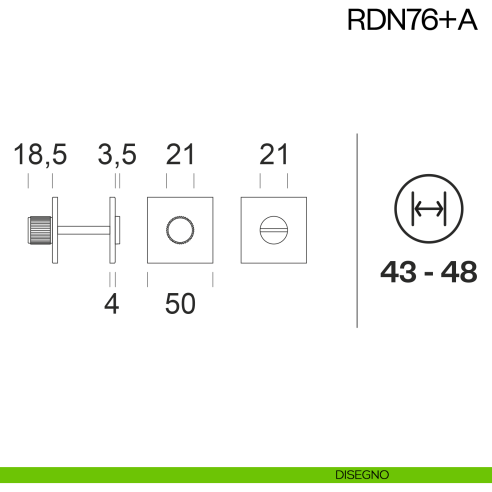 Nottolino per porta RDN76 dnd Handles disegno