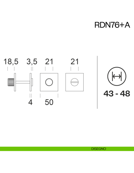Nottolino per porta RDN76 dnd Handles disegno