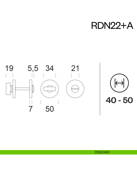 Nottolino per porta RDN22 dnd Handles disegno