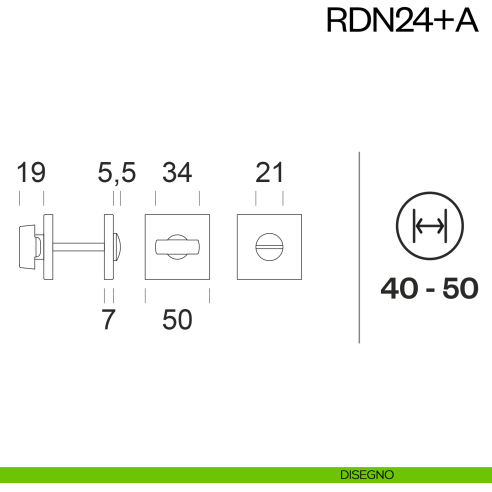 Nottolino per porta RDN24 dnd Handles disegno