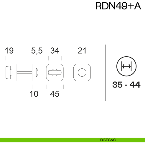 Nottolino per porta RDN49 dnd Handles disegno