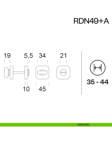 Nottolino per porta RDN49 dnd Handles disegno