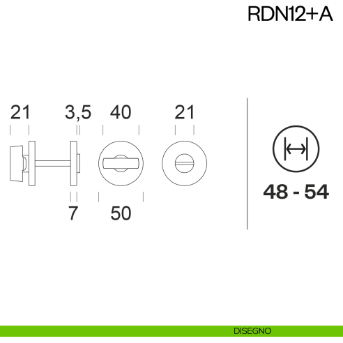 Nottolino per porta RDN12 dnd Handles disegno