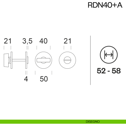 Nottolino per porta RDN40 dnd Handles con rosetta fine disegno