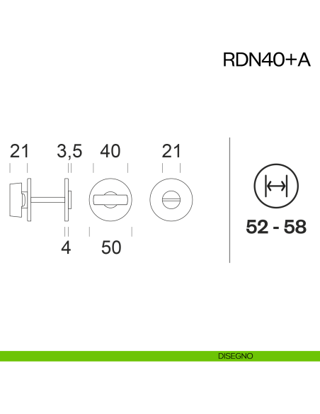 Nottolino per porta RDN40 dnd Handles con rosetta fine disegno