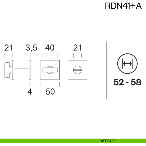 Nottolino per porta RDN41 dnd Handles disegno