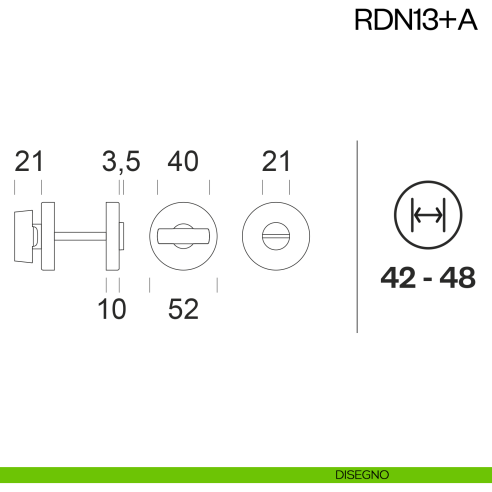 Nottolino per porta RDN13 dnd Handles disegno