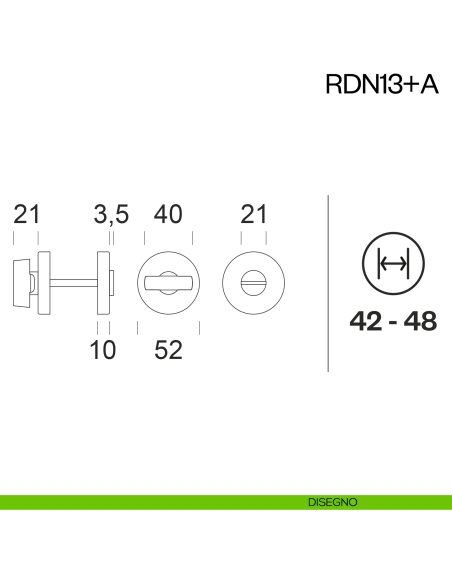 Nottolino per porta RDN13 dnd Handles disegno