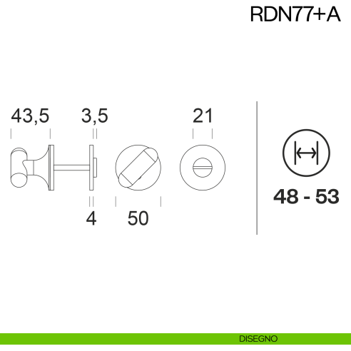 Nottolino per porta RDN77 dnd Handles con rosetta fine disegno
