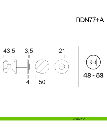 Nottolino per porta RDN77 dnd Handles con rosetta fine disegno