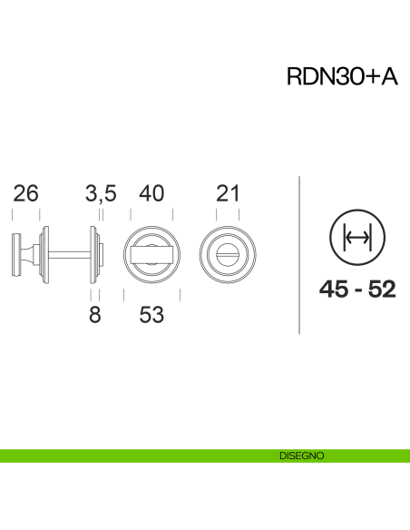 Nottolino per porta RDN30 dnd Handles disegno