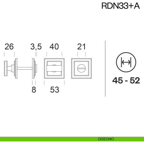 Nottolino per porta RDN33 dnd Handles disegno