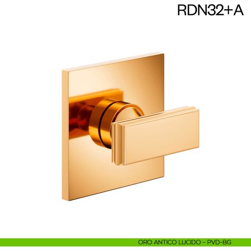 Nottolino per porta RDN32 dnd Handles con rosetta fine oro antico lucido