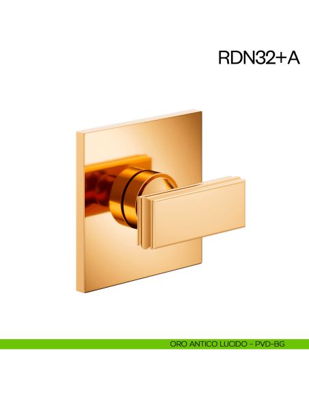 Nottolino per porta RDN32 dnd Handles con rosetta fine oro antico lucido