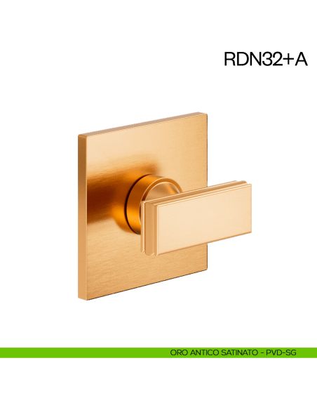 Nottolino per porta RDN32 dnd Handles con rosetta fine oro antico satinato