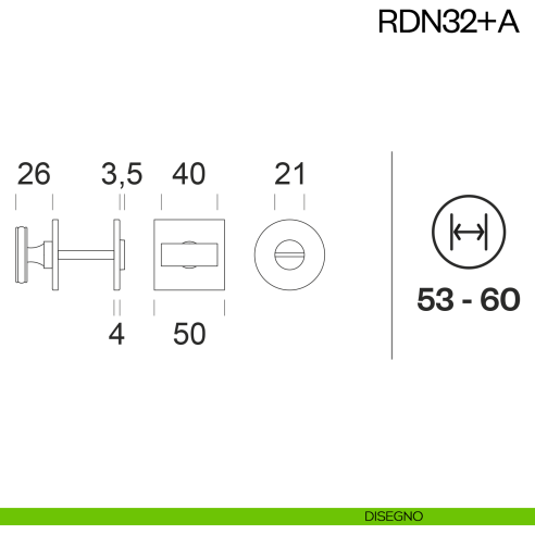 Nottolino per porta RDN32 dnd Handles con rosetta fine disegno