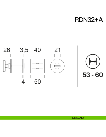 Nottolino per porta RDN32 dnd Handles con rosetta fine disegno
