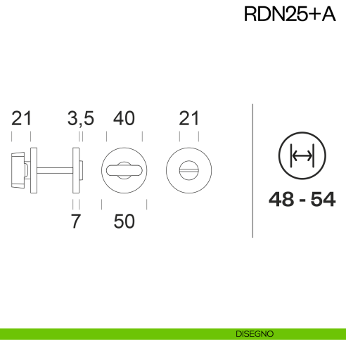 Nottolino per porta RDN25 dnd Handles disegno