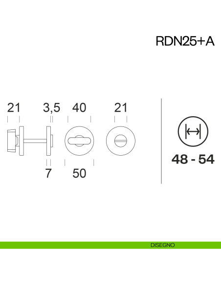 Nottolino per porta RDN25 dnd Handles disegno