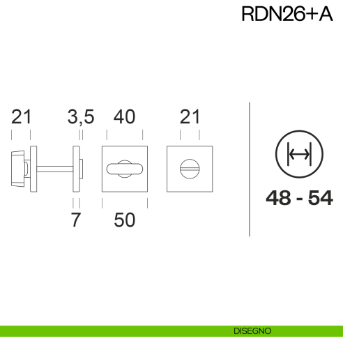 Nottolino per porta RDN26 dnd Handles disegno