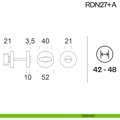 Nottolino per porta RDN27 dnd Handles disegno