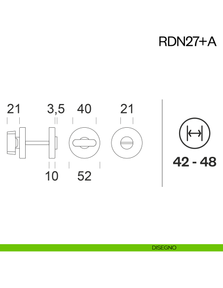 Nottolino per porta RDN27 dnd Handles disegno