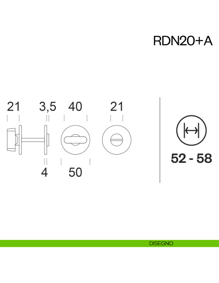 Nottolino per porta RDN20 dnd Handles disegno