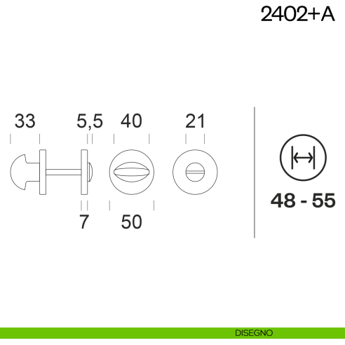 Nottolino per porta 2402 dnd Handles disegno