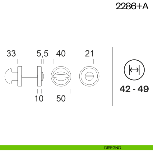 Nottolino per porta 2286 dnd Handles disegno