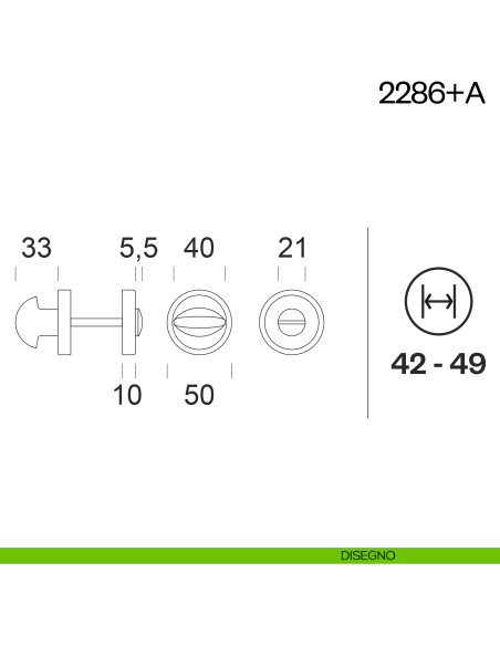 Nottolino per porta 2286 dnd Handles disegno