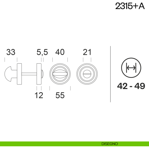Nottolino per porta 2315 dnd Handles disegno