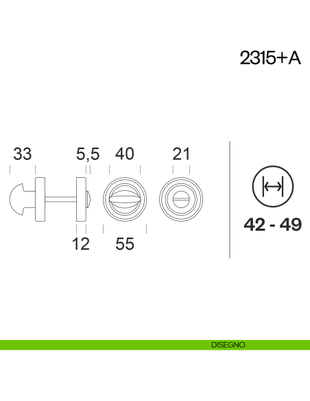 Nottolino per porta 2315 dnd Handles disegno