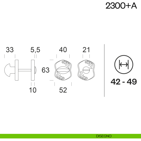 Nottolino per porta 2300 dnd Handles disegno