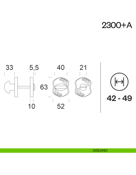 Nottolino per porta 2300 dnd Handles disegno