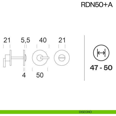 Nottolino per porta Timeless dnd Handles disegno