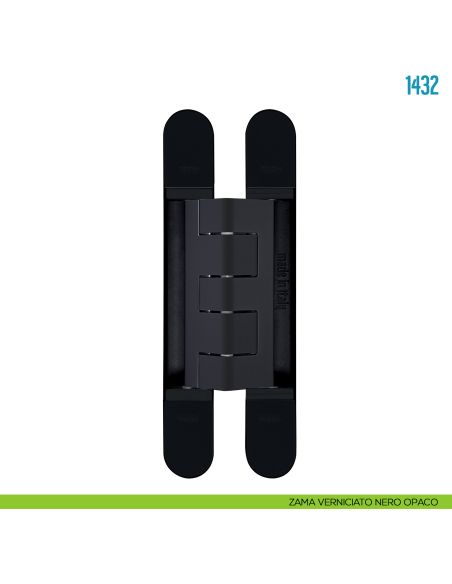 Cerniera a scomparsa regolabile per porte pesanti Ceam 1432 - zama verniciato nero opaco