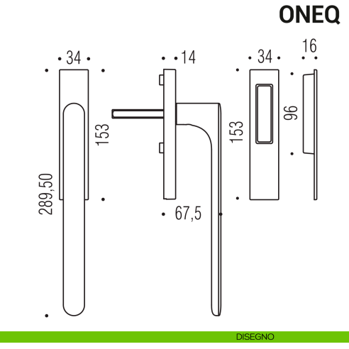 Maniglione per alzante scorrevole One Q Colombo Design singolo Mood Collection disegno