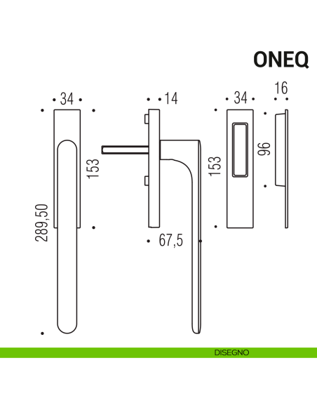 Maniglione per alzante scorrevole One Q Colombo Design singolo Mood Collection disegno