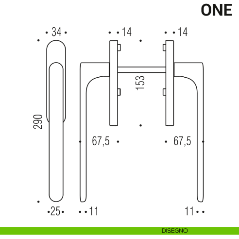 Maniglione per alzante scorrevole One Colombo Design accoppiato Mood Collection disegno