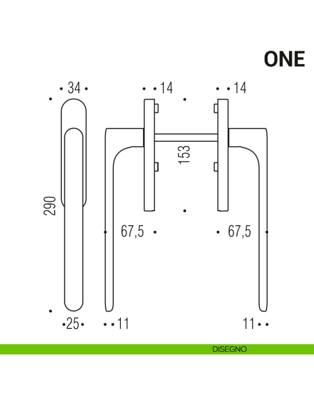 Maniglione per alzante scorrevole One Colombo Design accoppiato Mood Collection disegno